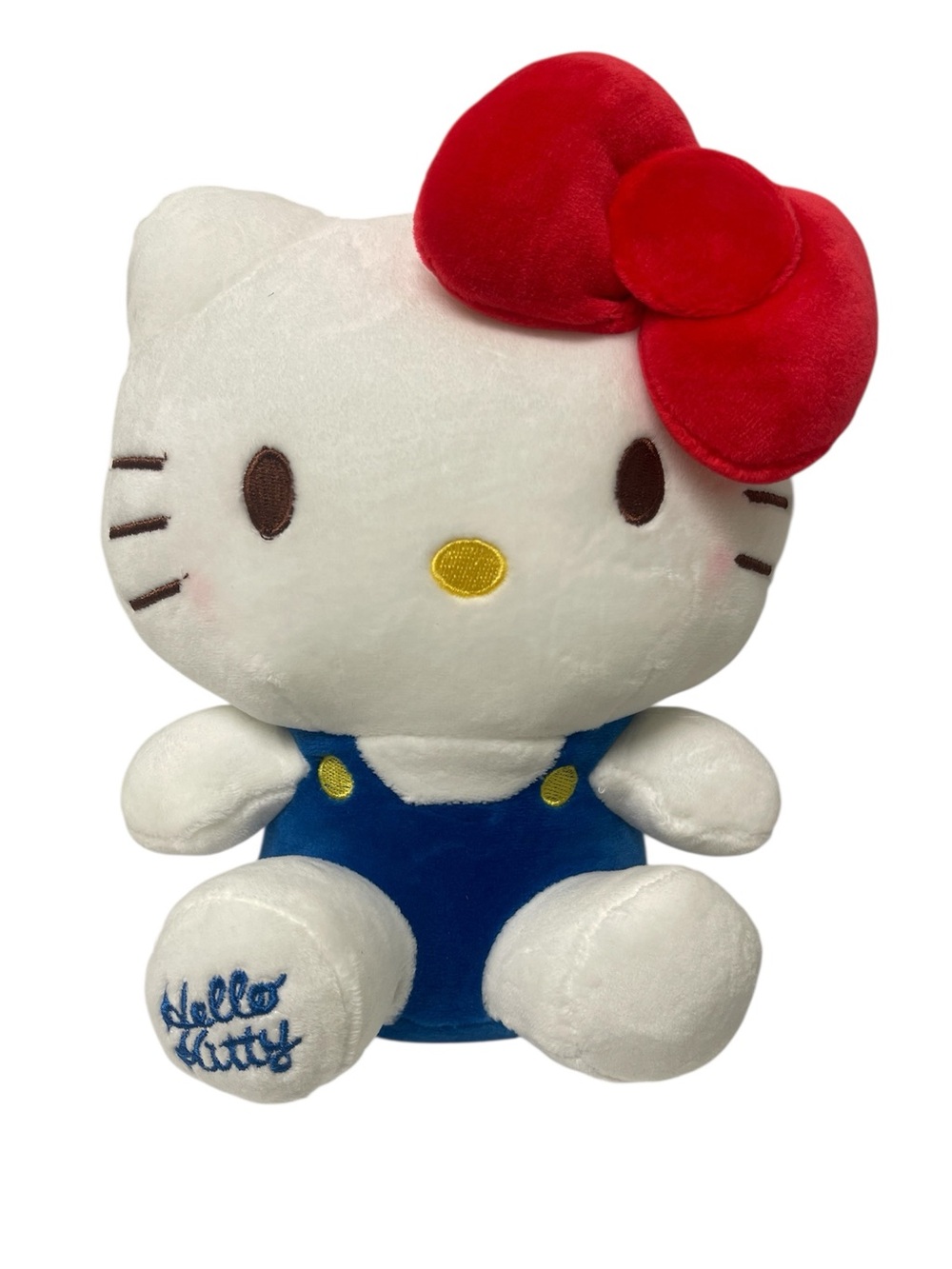 Hello Kitty Plush with Red Bow and Blue Outfit